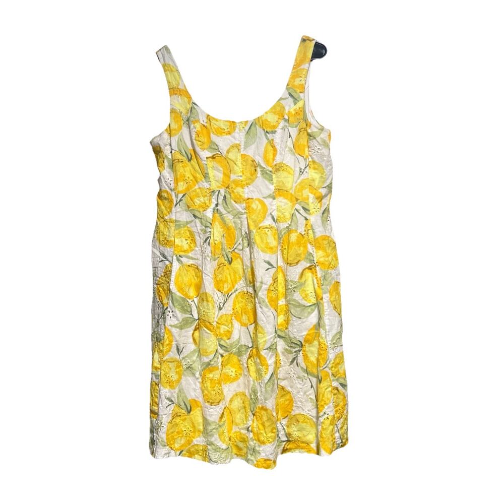 Pappagallo Lemon Sundress Size 12. Summery, Lined, Lemons, Flowers. 100% Cotton